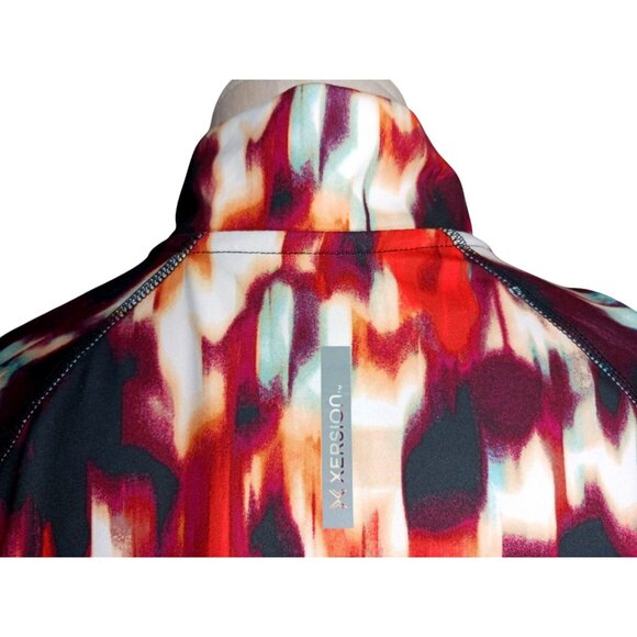 Xersion Womens Petite Medium PM Athletic Vented Running Top Abstract Thumb Holes - Picture 10 of 16